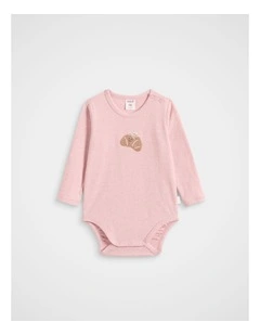 Croissant Bow Bodysuit in Pink
