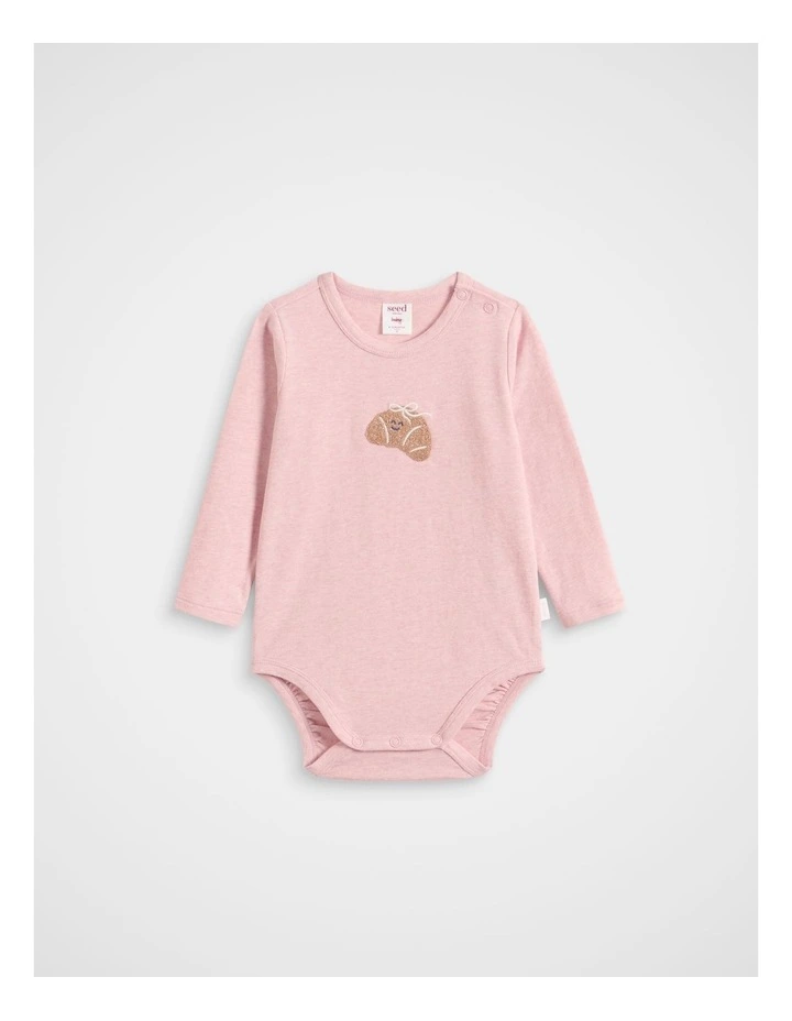 Croissant Bow Bodysuit in Pink image 1