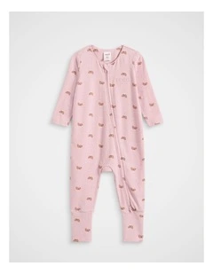 Logo Croissant Bow Zipsuit in Pink