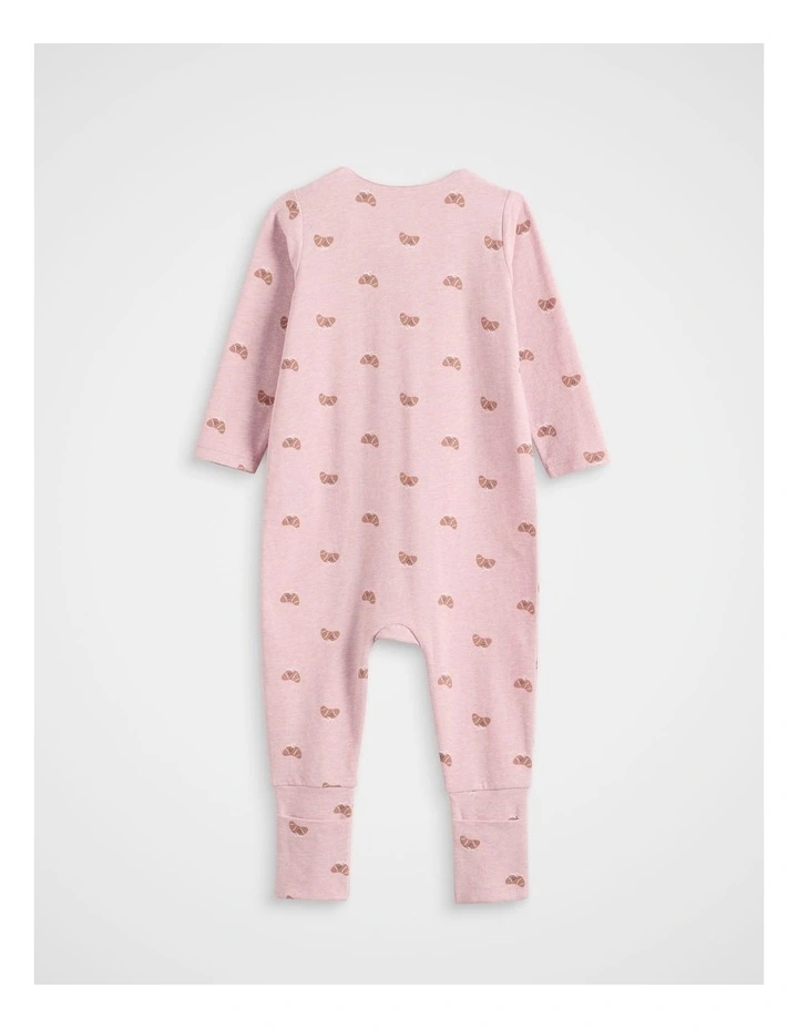 Logo Croissant Bow Zipsuit in Pink image 2