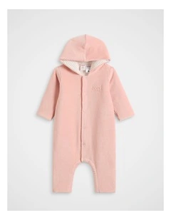 Logo Corduroy Coverall in Pink