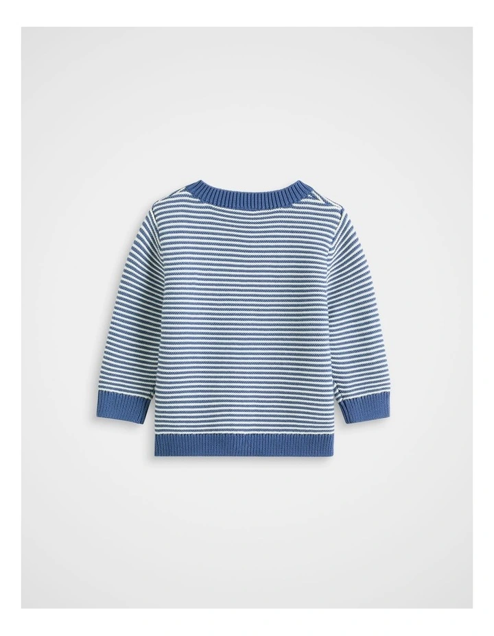 Logo Knit Cardigan in Navy Stripe image 2