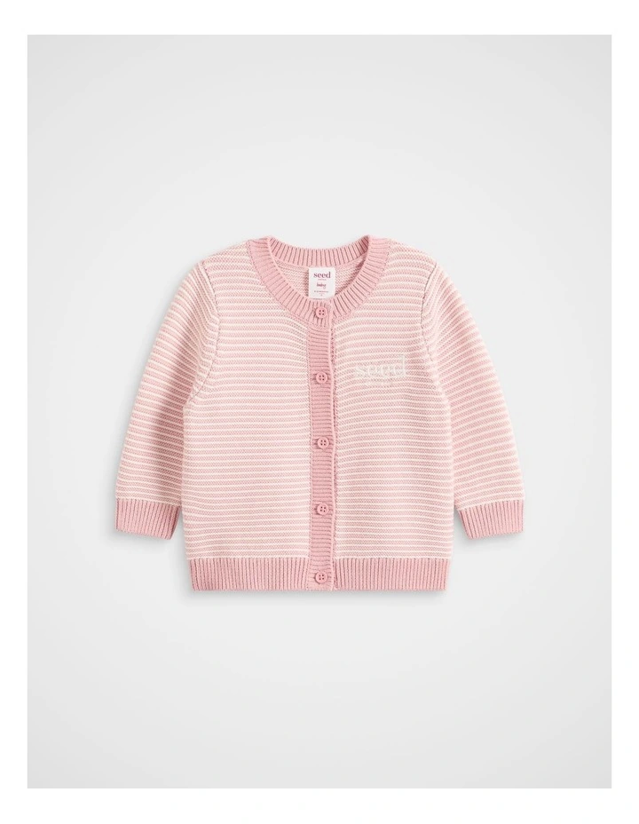 Logo Knit Cardigan in Blush Stripe image 1