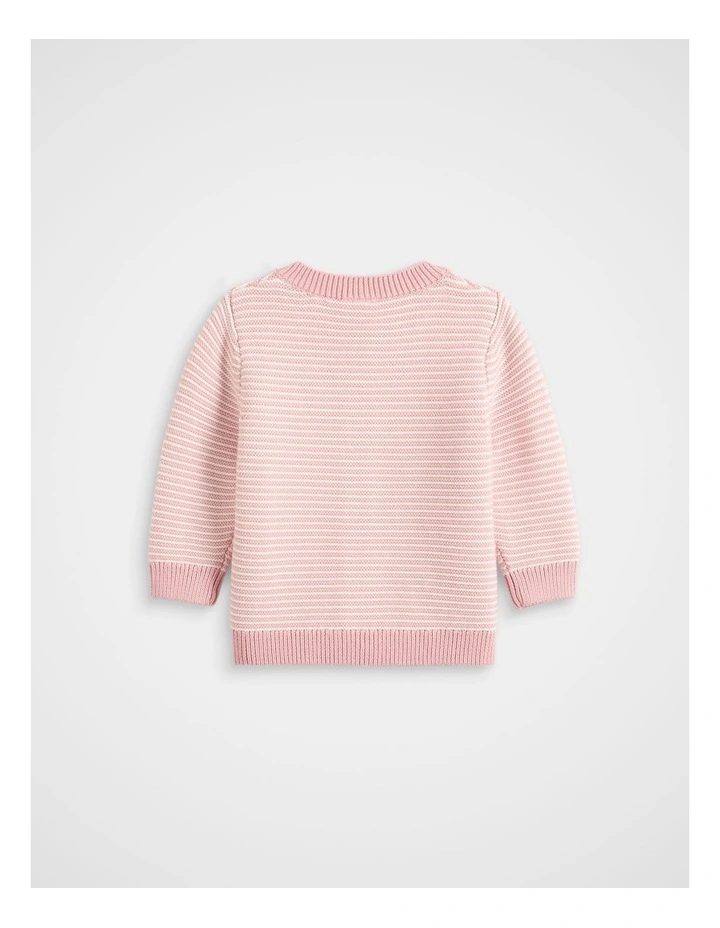 Logo Knit Cardigan in Blush Stripe image 2