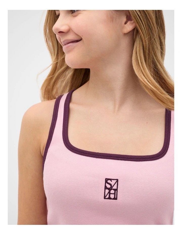 Square Neck Logo Tank in Rose Pink image 3