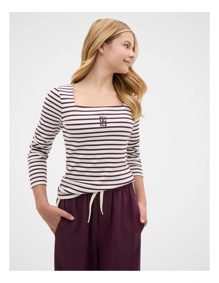 Square Neck Logo Tee in Mulberry image 1