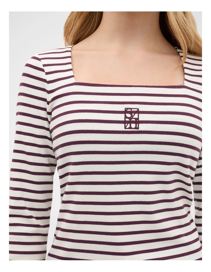 Square Neck Logo Tee in Mulberry image 3