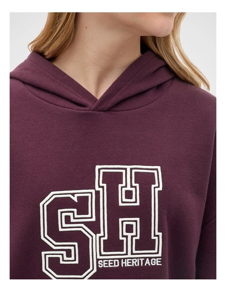 Sporty Logo Hoodie Sweat Top in Mulberry image 3