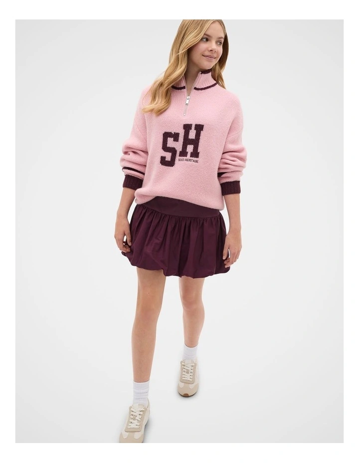 Sporty Zip Knit Jumper in Rose Pink image 4