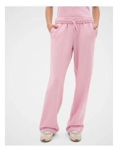 Roll Waist Logo Track Pant in Rose Pink