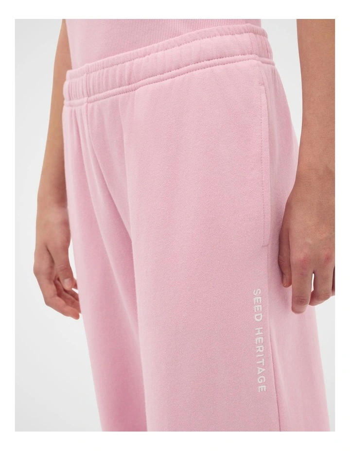 Roll Waist Logo Track Pant in Rose Pink image 3