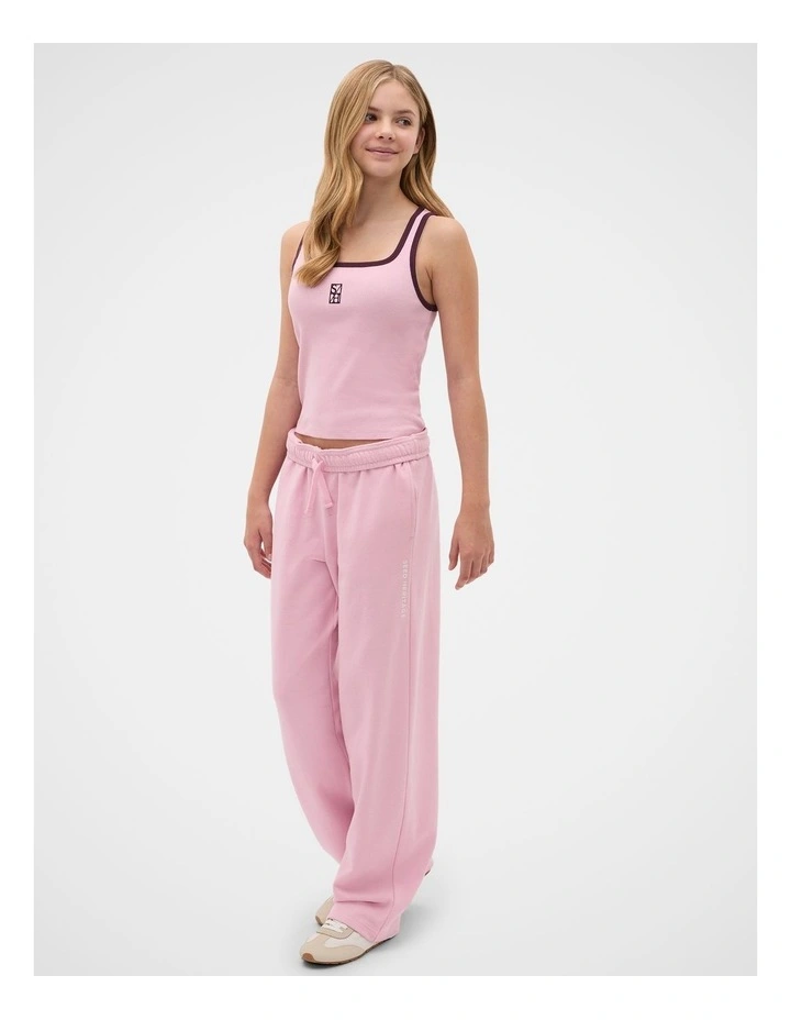 Roll Waist Logo Track Pant in Rose Pink image 4
