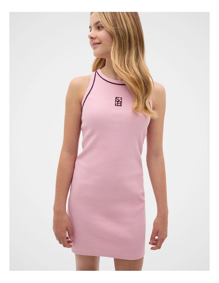 Rib Tank Dress in Rose Pink image 1