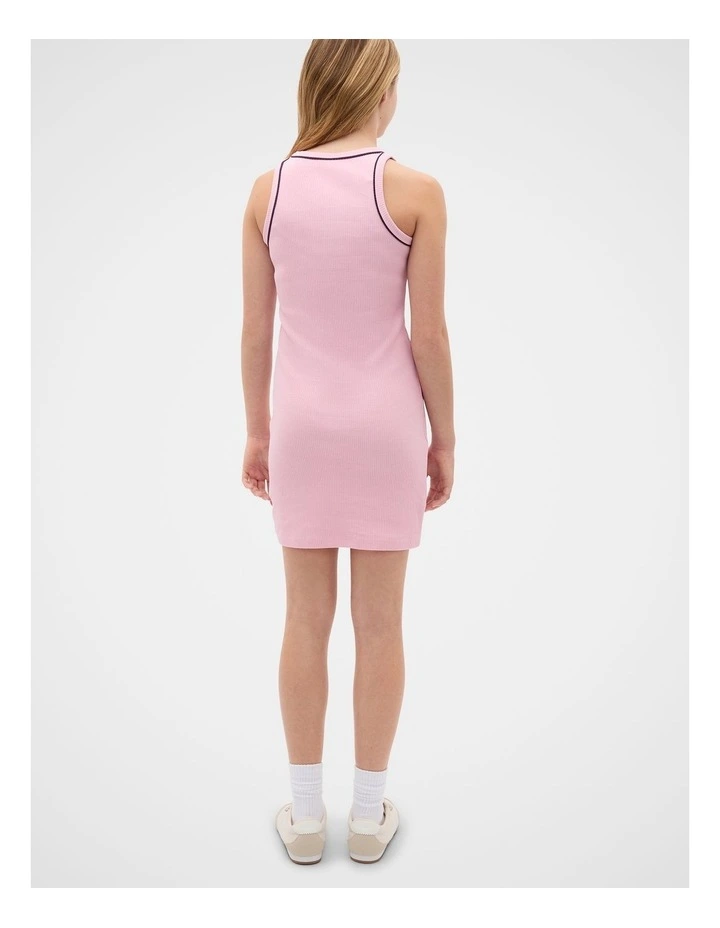 Rib Tank Dress in Rose Pink image 2