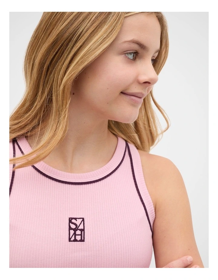 Rib Tank Dress in Rose Pink image 3