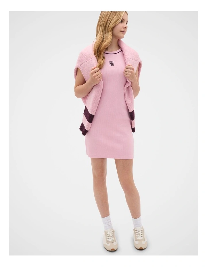 Rib Tank Dress in Rose Pink image 4