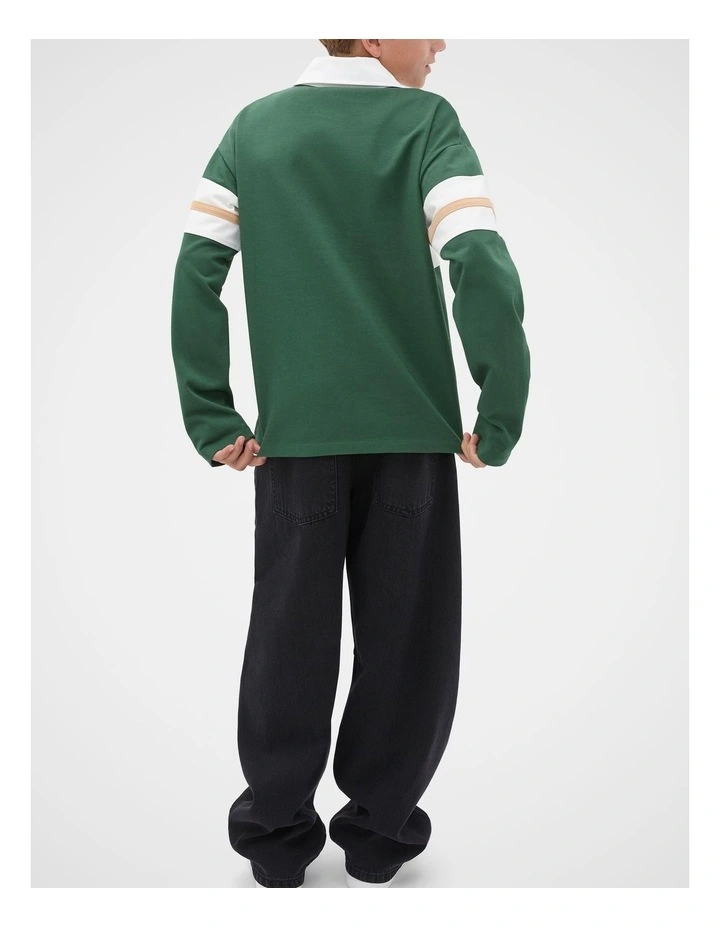 Stripe Panel Rugby Jumper in Spruce image 2