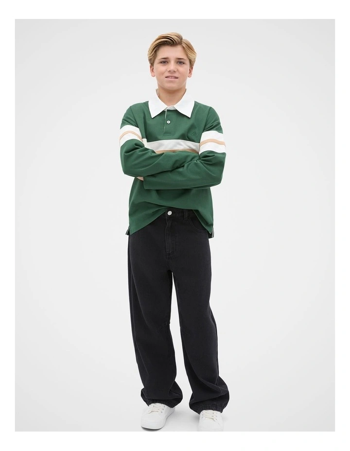 Stripe Panel Rugby Jumper in Spruce image 3