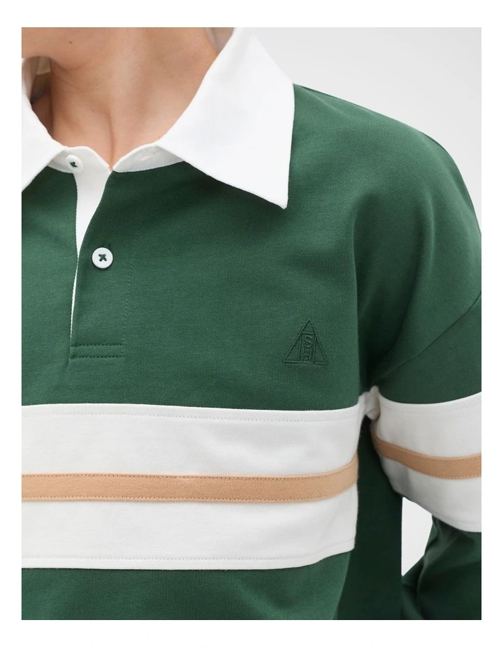 Stripe Panel Rugby Jumper in Spruce image 4