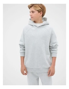 Essential Hoodie Sweat Top in Mid Grey Marle