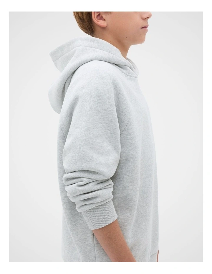 Essential Hoodie Sweat Top in Mid Grey Marle image 3