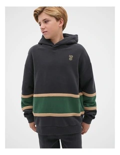 Spliced Hoodie Sweat Top in Phantom
