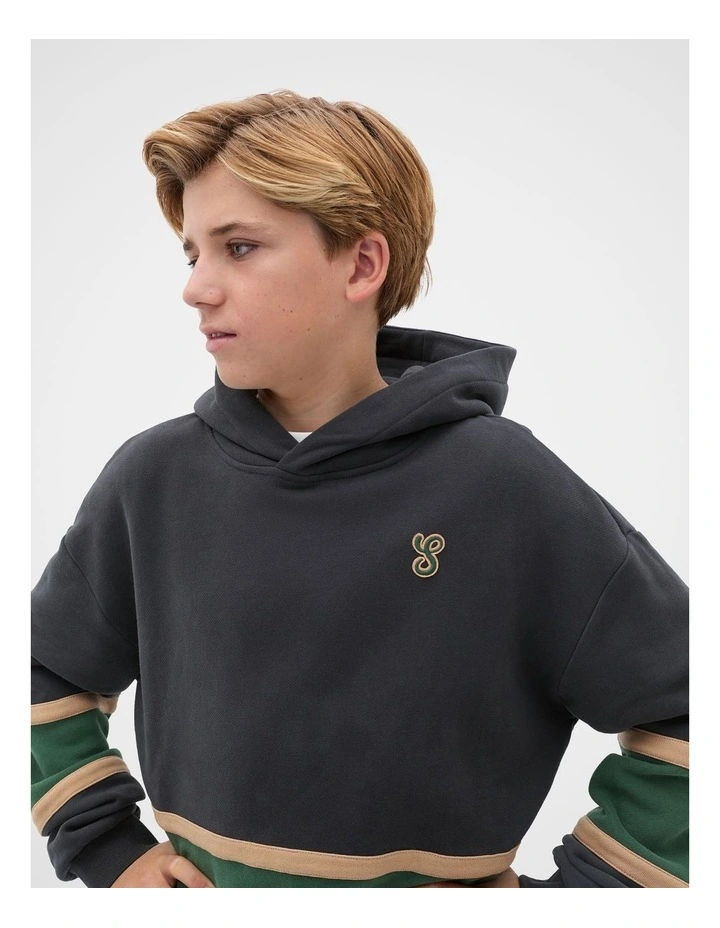 Spliced Hoodie Sweat Top in Phantom image 4