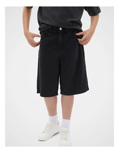 Denim Jort in Phantom