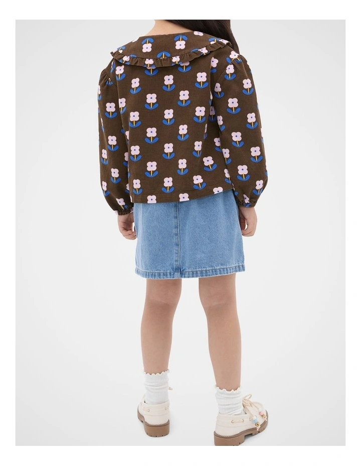 Cord Floral Top in Cacao image 2