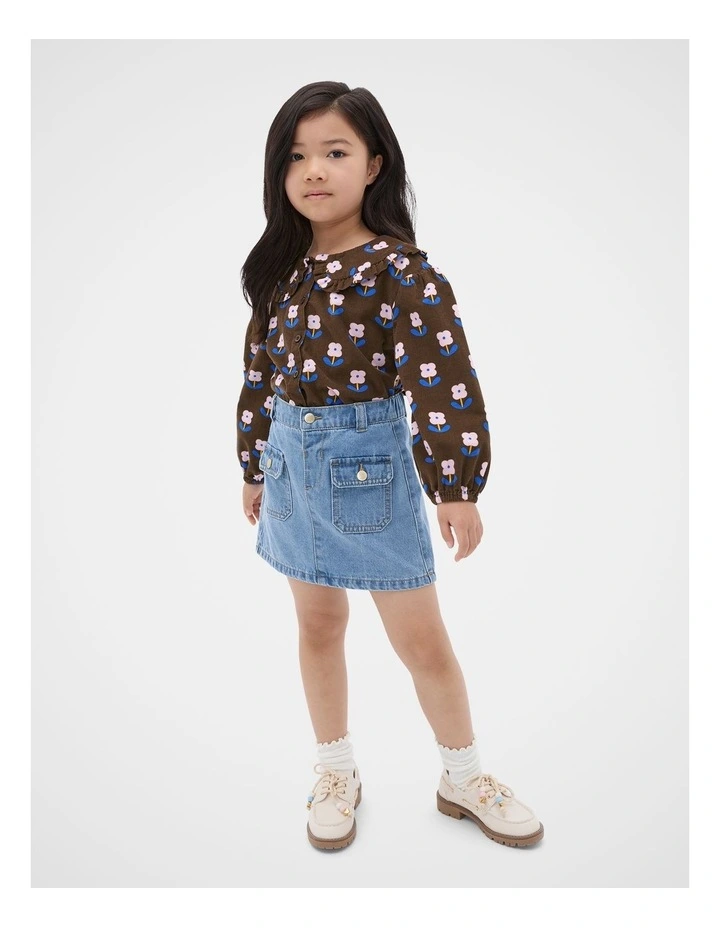 Cord Floral Top in Cacao image 3