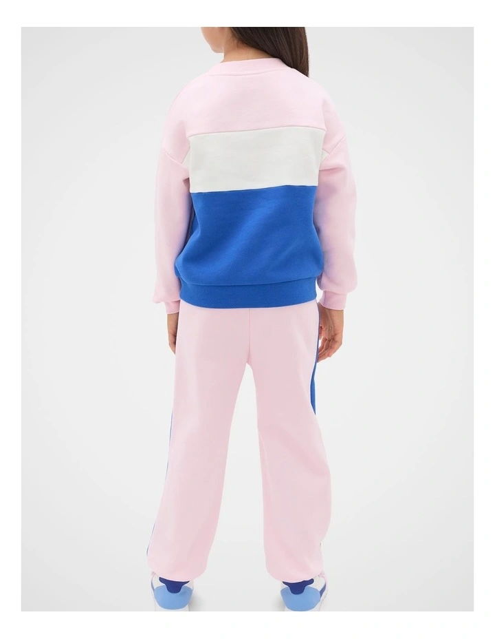 Colour Block Logo Sweat in Pink Lemonade image 2