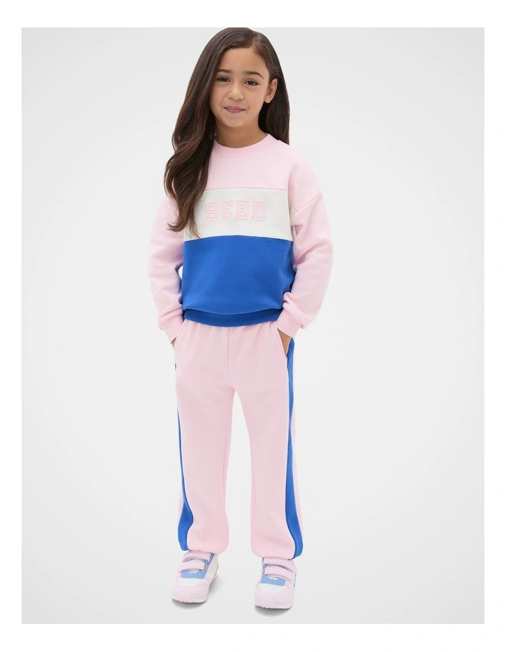 Colour Block Logo Sweat in Pink Lemonade image 3
