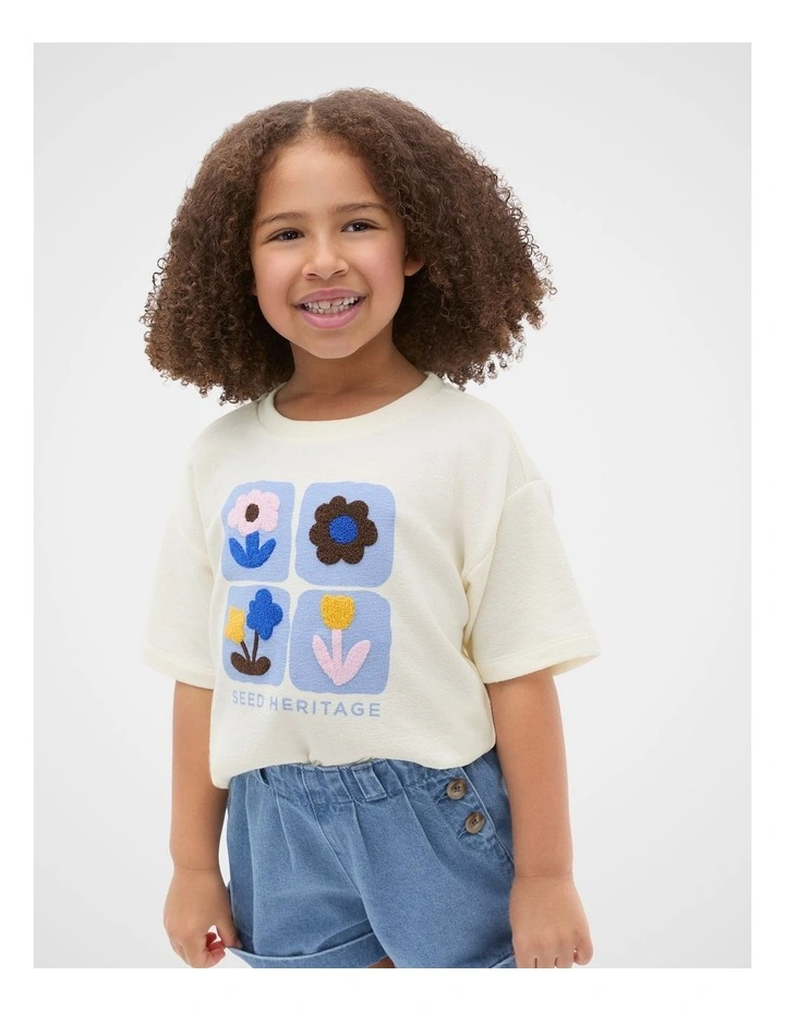 Tulip Textured Tee in Classic Cream image 1