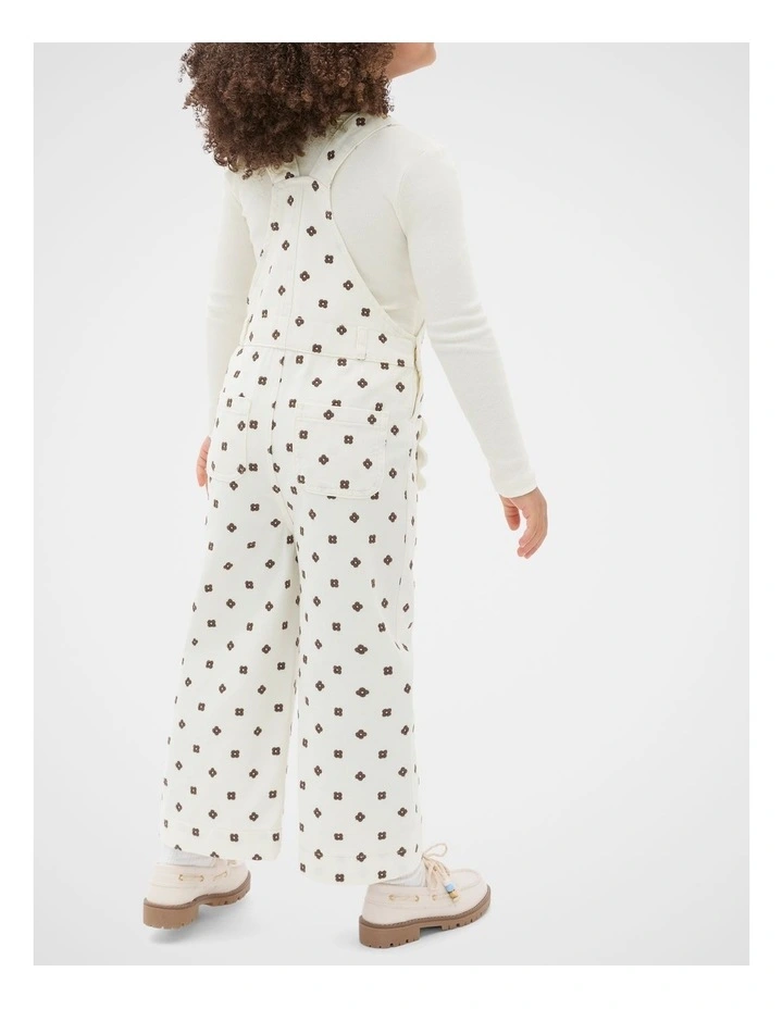 Embroidered Denim Overall in Classic Cream image 2