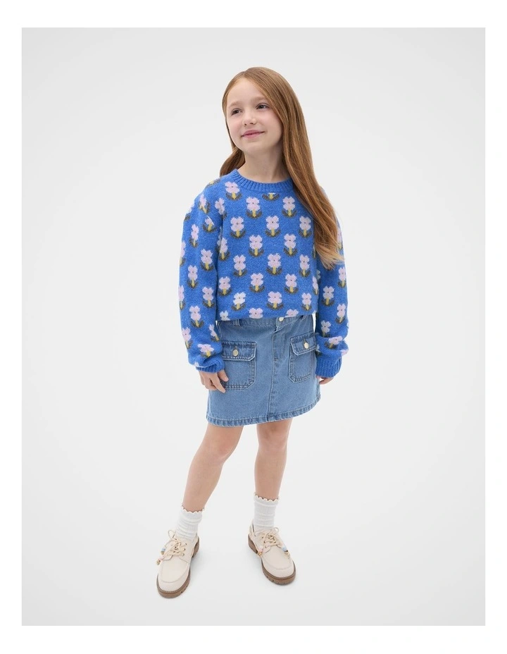 Floral Knit Sweater in Cobalt image 3