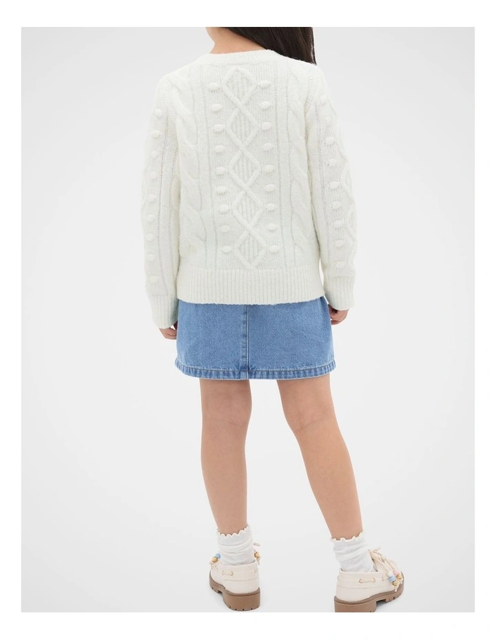 Bobble Knit Sweater in Classic Cream image 2