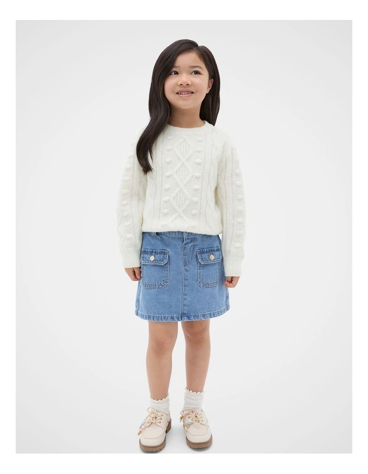 Bobble Knit Sweater in Classic Cream image 3
