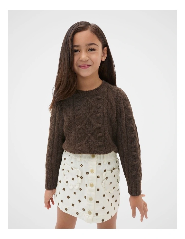 Bobble Knit Sweater in Cacao image 1