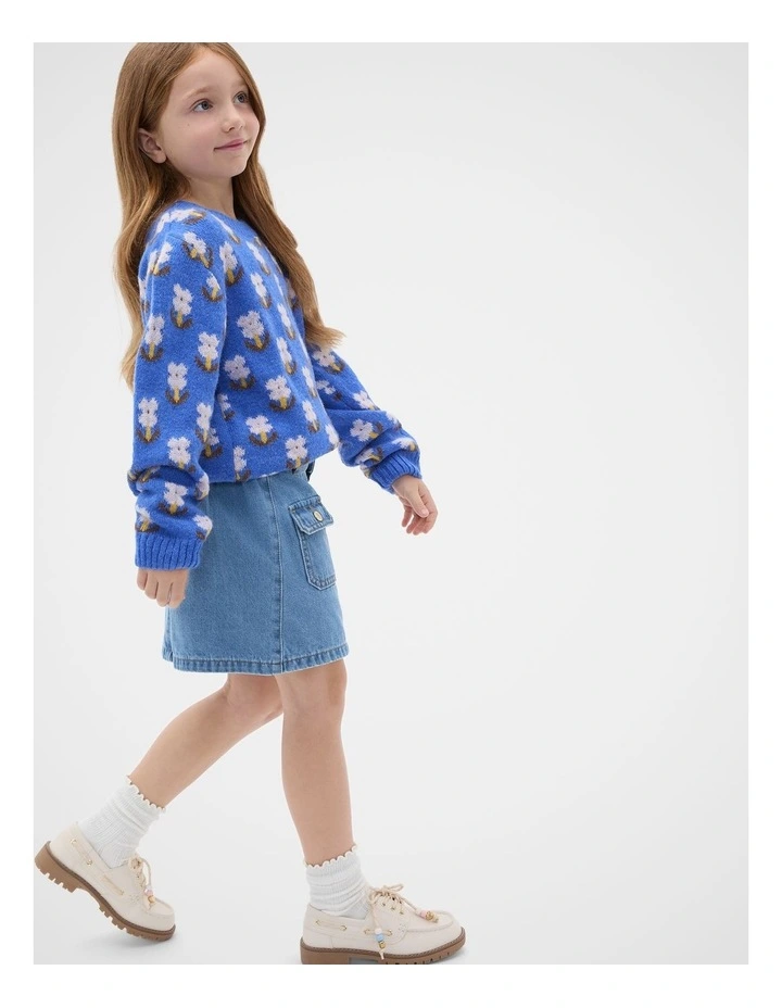Denim Pocket Skirt in Mid Blue image 3