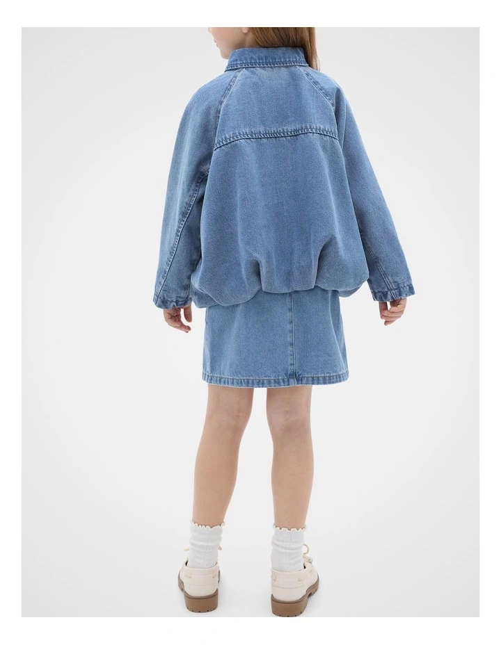 Denim Bomber Jacket in Mid Blue image 2