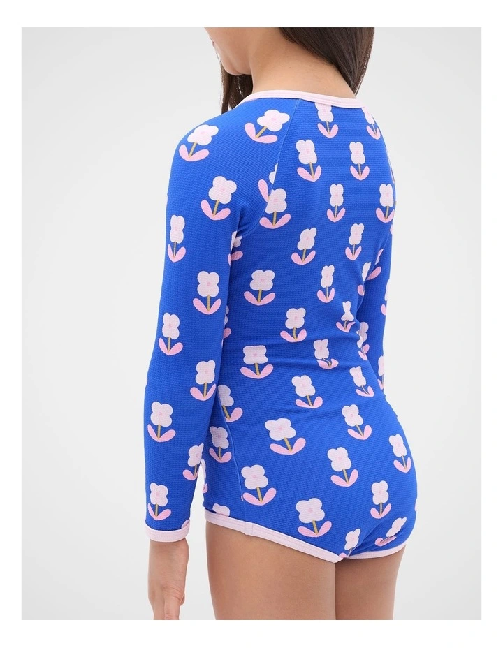Floral Rashsuit in Cobalt image 2