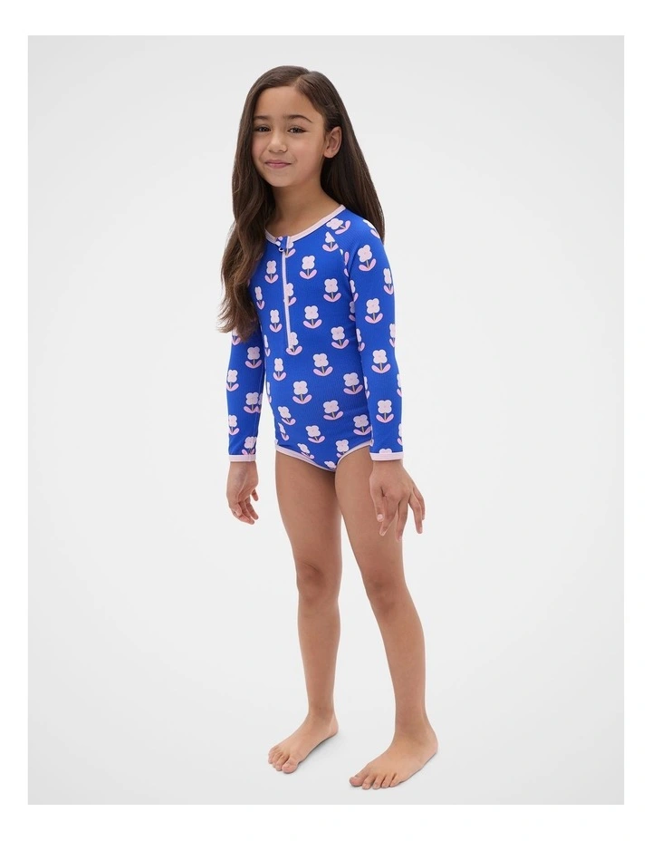 Floral Rashsuit in Cobalt image 3