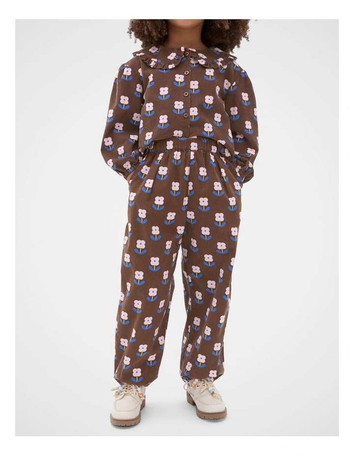 Cord Floral Balloon Pant in Cacao image 1