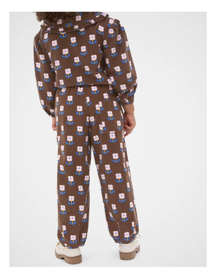 Cord Floral Balloon Pant in Cacao image 2