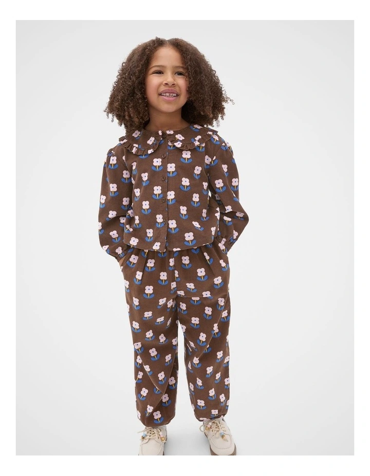 Cord Floral Balloon Pant in Cacao image 3
