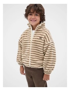 Stripe Teddy Jacket in Cacao