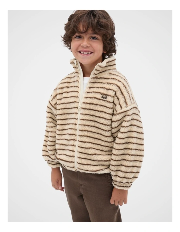 Stripe Teddy Jacket in Cacao image 1