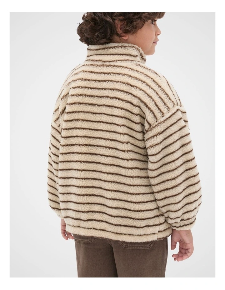 Stripe Teddy Jacket in Cacao image 2