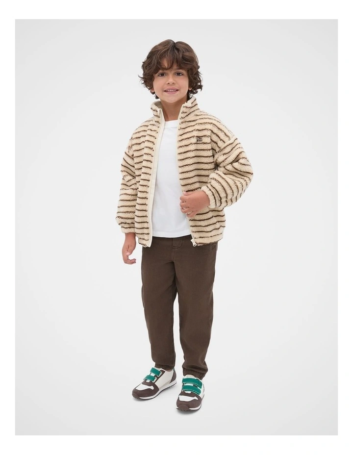 Stripe Teddy Jacket in Cacao image 3