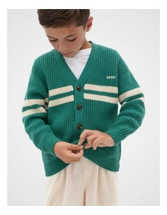 Varsity Cardigan in Jungle Green